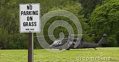 No Parking On Grass Helicopter