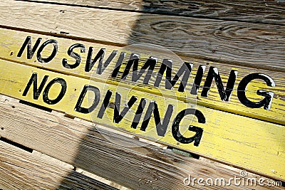 No Swimming No Diving Sign