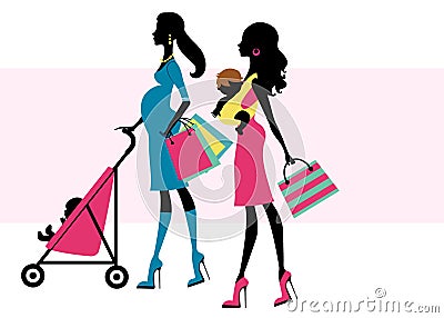 <em>漂亮</em>的孩子妈妈<em>购物</em>的二 免版税库存图片 - 图