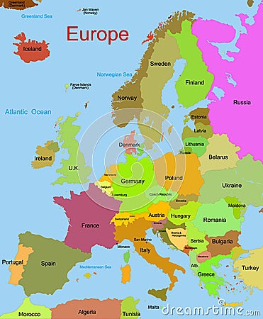 欧洲大陆地图 免版税图库摄影图片
