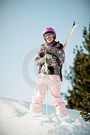 女孩滑雪 库存图片 - 图片: 7312264