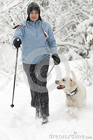 Nordic walking with dog
