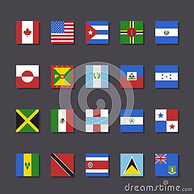 North America flag icon set Metro style