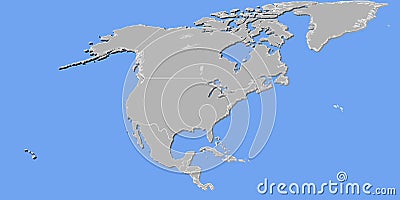 North America map in 3D
