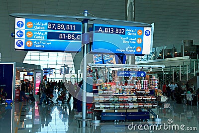 Notice board in Dubai airport