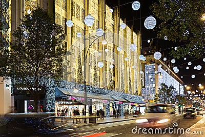 13 November 2014 House of Fraser shop on Oxford Street, London, decorated for Christmas and New Year