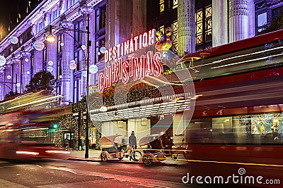 13 November 2014 Selfridges shop on Oxford Street, London, decorated for Christmas and New Year