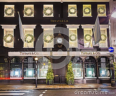 13 November 2014 Tiffany shop on New Bond Street, London, decora