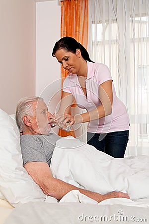 Nurse in aged care for the elderly in nursing