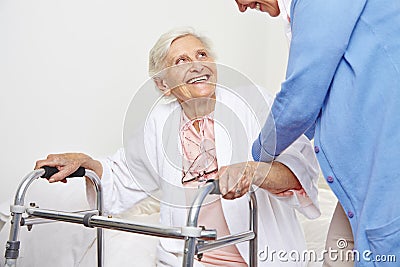 Nurse helping senior citizen