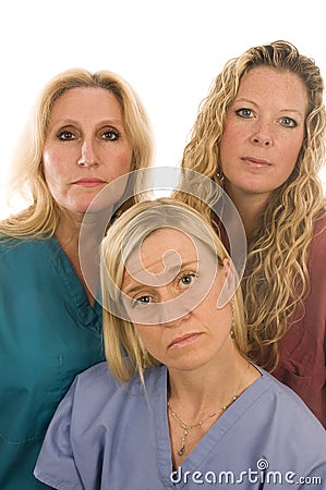 Nurses medical females serious expression