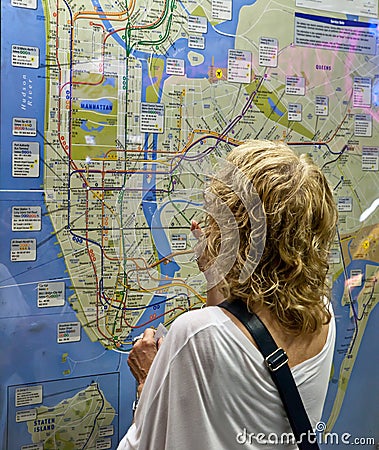 NY City subway map and tourist.