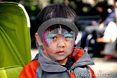 NYC: Little Boy with Painted Face