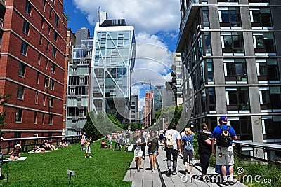 NYC: People Strolling at the High Line Park