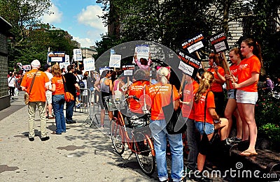 NYC: Political Campaign Volunteers with Signs