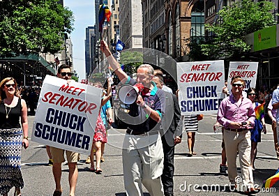 NYC: U. S.Senator Chuck Schumer at the2014 Gay Pride Parade