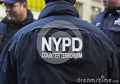 NYPD counter terrorism officers providing security on Times Square during Super Bowl XLVIII week in Manhattan