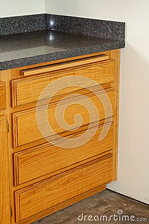 Oak kitchen drawers and new countertop