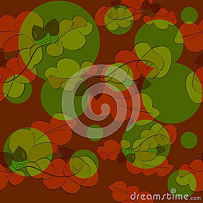 Oak leaves and acorns seamless pattern