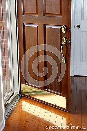 Oak Wood Front Entrance Door to Home Residence Ope