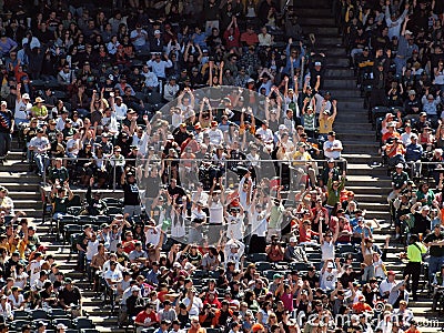 Oakland Athletics fans do the wave