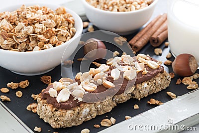 Oat bar with chocolate and nuts