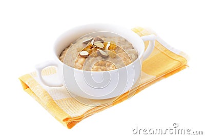 Oatmeal porridge. Isolated