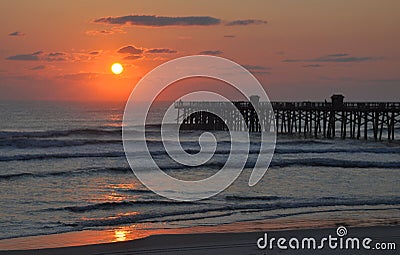 Ocean and Pier Sunrise (Sunset)