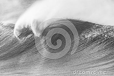 Ocean Wave Crashing Black White Vintage