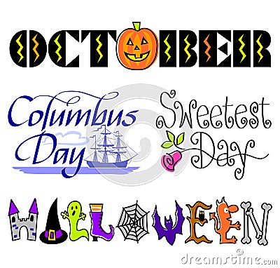 October Events Clip Art Set\/eps Royalty Free S