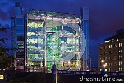 Office building near Tower bridge. Night view