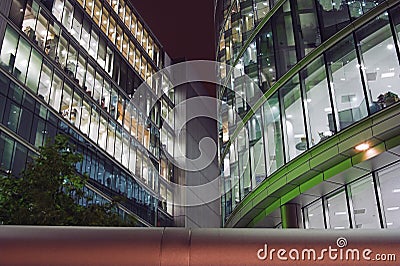 Office Buildings in London At night