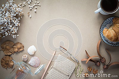 Office desk,Working on a Spring Table,vintage background