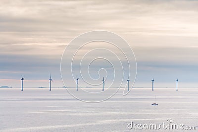 Offshore wind farm at early morning