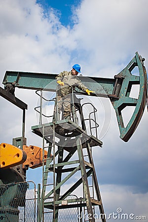Oil company worker on the well
