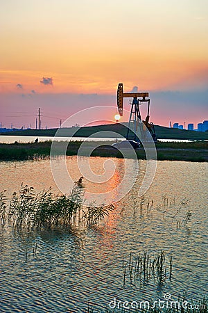 Oil field sunset