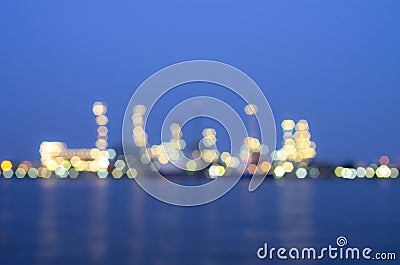 Oil and gas refinery at twilight time, Blurred Photo bokeh