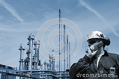 Oil and gas worker with refinery