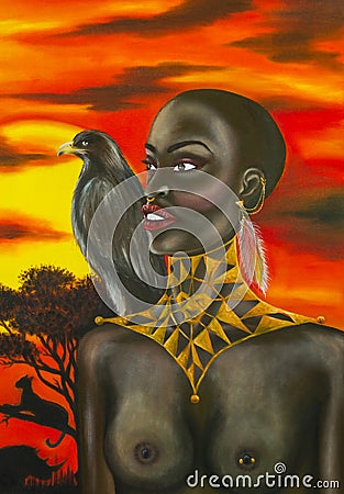 Oil painting of african woman