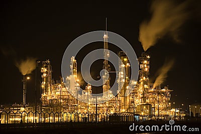 Oil Refinery at Night