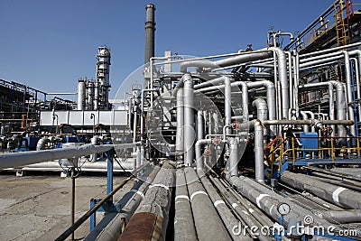 Oil refinery pipes
