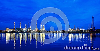 Oil refinery at twilight at morning