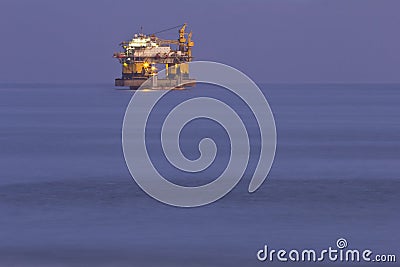 Oil rig night ocean
