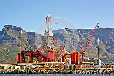 Oil rig in the ocean bay