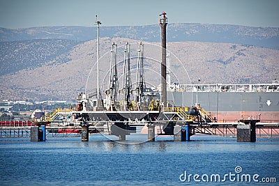 Oil tanker on a pier