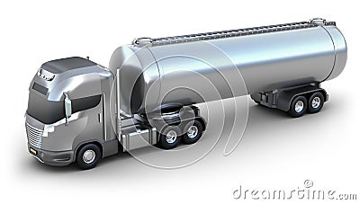 Oil Tanker truck. Isolated 3D image