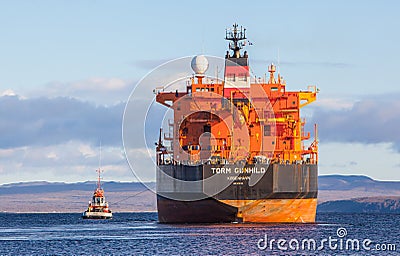 Oil Tanker With Tug