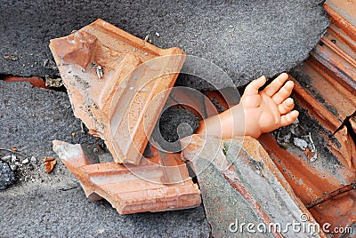 Old abandoned doll hand