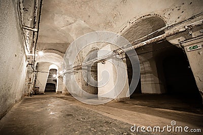 An old abandoned limestone mine corridors