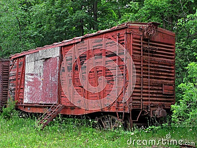 Old abandoned train boxcar